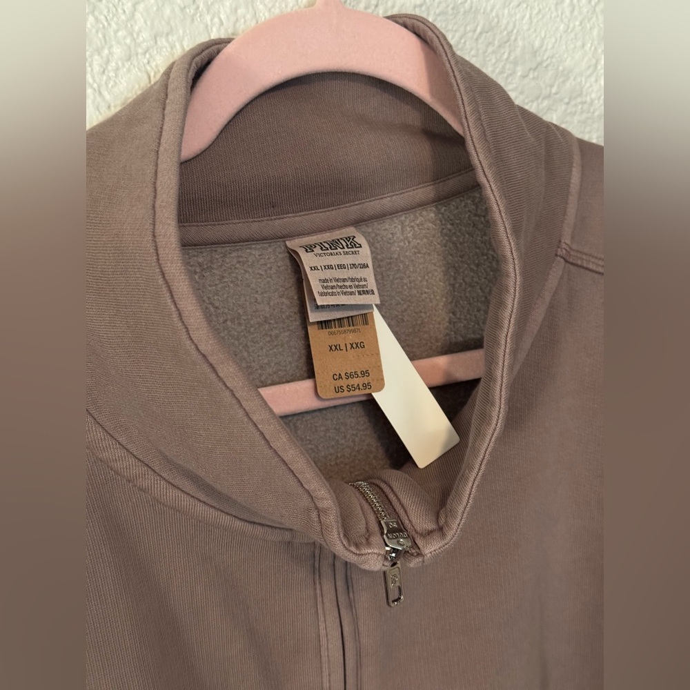 Victoria Secret Pink half zip fleece sweatshirt size XXL NWT - Picture 2 of 4